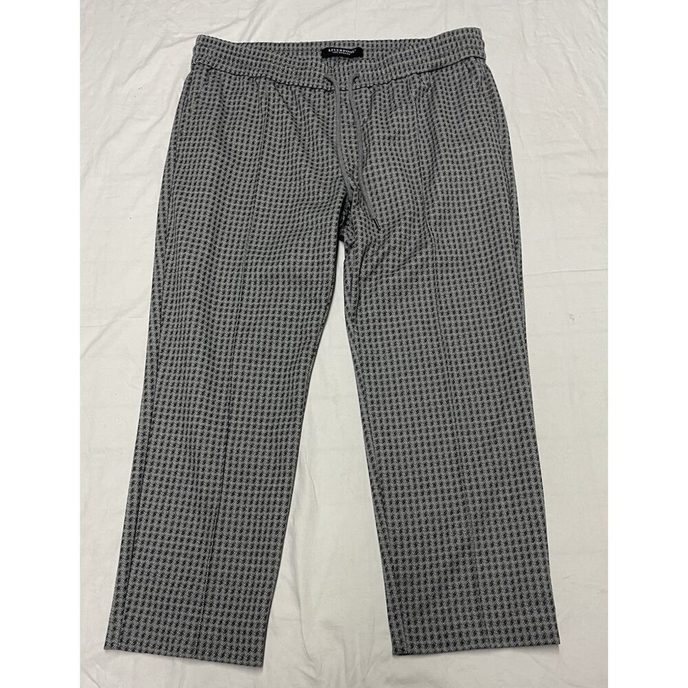 Liverpool Los Angeles Plaid Pull Women’s Pants Drawstring Size XL Black-gray